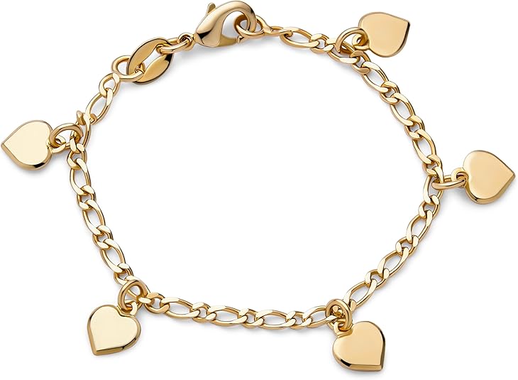 Bling Jewelry Multi Nautical Dolphin Heart Dangle Ball Charms Anklet Anchor Link Figaro Chain Ankle or Bracelet For Women Teens 18K Gold Plated Brass Adjustable 5-10 Inch