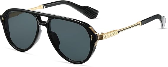 Vintage Retro 70s Sunglasses for Women Men, Fashion Disco Glasses, Double Bridge Aviators