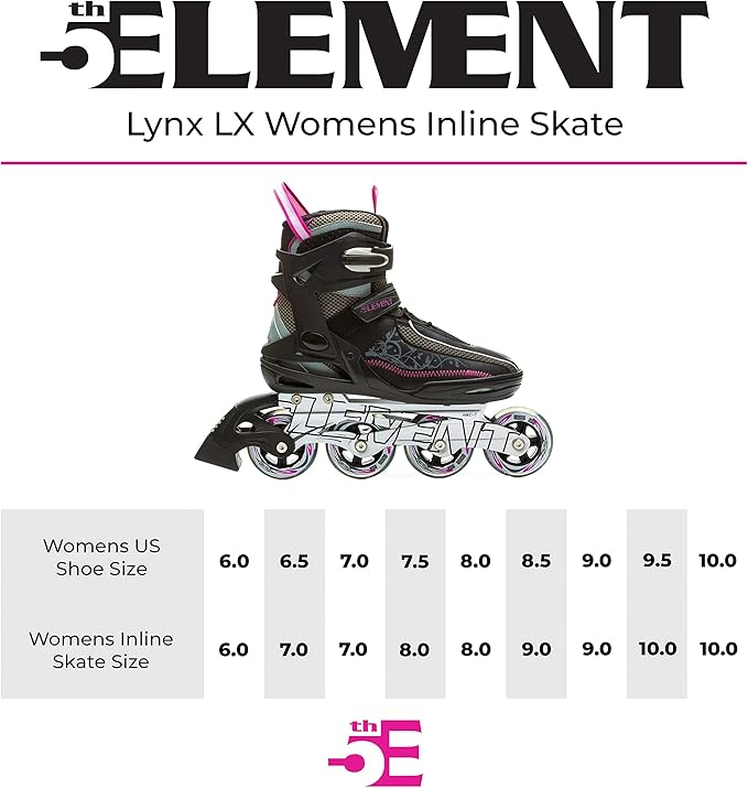 5th Element Lynx Inline Skates for Women with Adjustable Strap